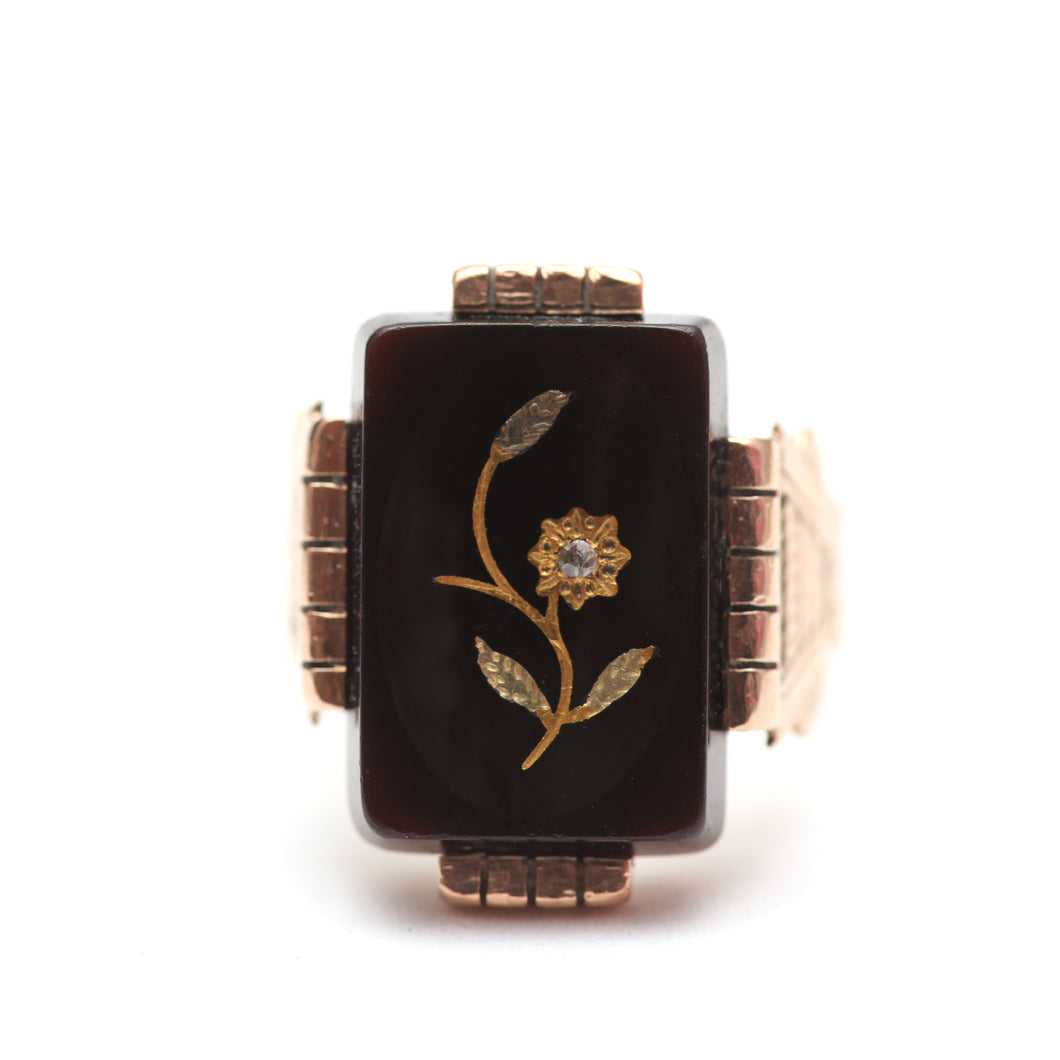 10k Onyx Intaglio Ring