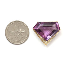 Load image into Gallery viewer, 14k Diamond Amethyst Shield Pendant
