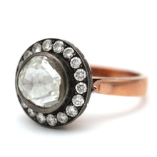 Laden Sie das Bild in den Galerie-Viewer, Giant Rose Cut Diamond Ring with Halo

