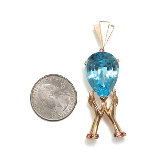 14k Topaz Figural Hand Pendant