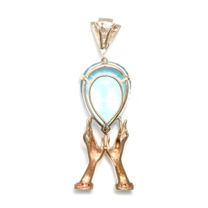 14k Topaz Figural Hand Pendant