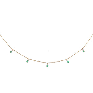 14k Diamond Emerald Minimalist Necklace