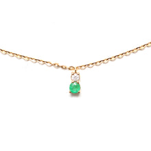 画像をギャラリービューアに読み込む, 14k Diamond Emerald Minimalist Necklace

