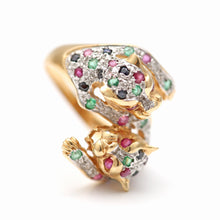將圖片載入圖庫檢視器 SOLD TO R***14k Multigem Double Leopard Ring
