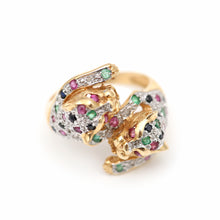 將圖片載入圖庫檢視器 SOLD TO R***14k Multigem Double Leopard Ring
