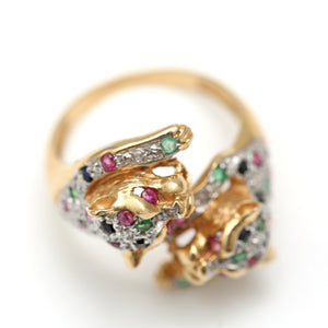 SOLD TO R***14k Multigem Double Leopard Ring