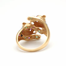 將圖片載入圖庫檢視器 SOLD TO R***14k Multigem Double Leopard Ring
