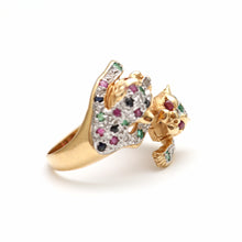 將圖片載入圖庫檢視器 SOLD TO R***14k Multigem Double Leopard Ring
