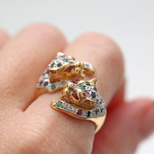 將圖片載入圖庫檢視器 SOLD TO R***14k Multigem Double Leopard Ring
