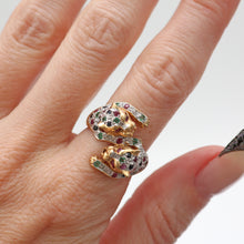 將圖片載入圖庫檢視器 SOLD TO R***14k Multigem Double Leopard Ring
