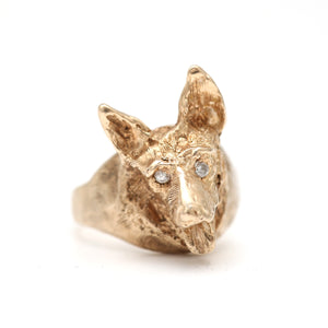 14k Diamond German Shepherd Ring