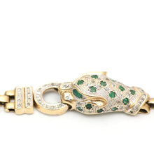 將圖片載入圖庫檢視器 14k Diamond Emerald Leopard Bracelet
