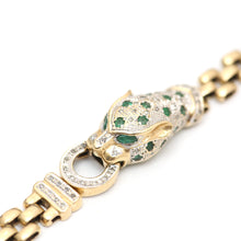將圖片載入圖庫檢視器 14k Diamond Emerald Leopard Bracelet
