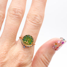 画像をギャラリービューアに読み込む, 14k Enamel Art Nouveau Peacock Ring
