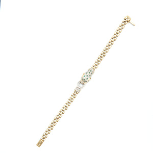 14k Diamond Emerald Leopard Bracelet