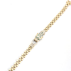 14k Diamond Emerald Leopard Bracelet