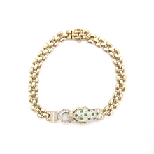 將圖片載入圖庫檢視器 14k Diamond Emerald Leopard Bracelet
