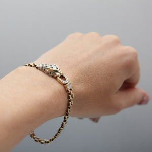 14k Diamond Emerald Leopard Bracelet