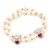將圖片載入圖庫檢視器 14k Diamond Pearl Hearts Bracelet
