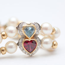 將圖片載入圖庫檢視器 14k Diamond Pearl Hearts Bracelet
