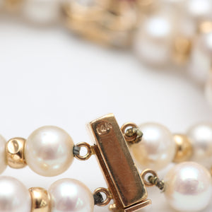 14k Diamond Pearl Hearts Bracelet