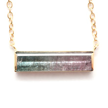 將圖片載入圖庫檢視器 14k Watermelon Tourmaline Bar Necklace
