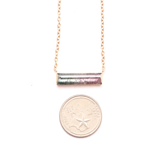 14k Watermelon Tourmaline Bar Necklace