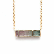 將圖片載入圖庫檢視器 14k Watermelon Tourmaline Bar Necklace
