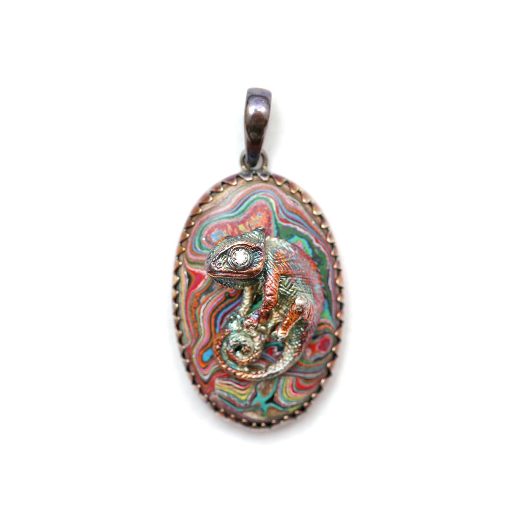 Sterling Fordite Desert Hallucinations Pendant