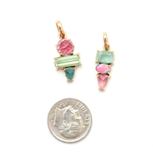 14k Rose Cut Tourmaline Pendants
