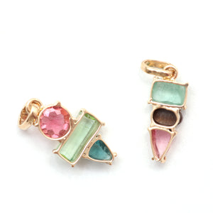 14k Rose Cut Tourmaline Pendants