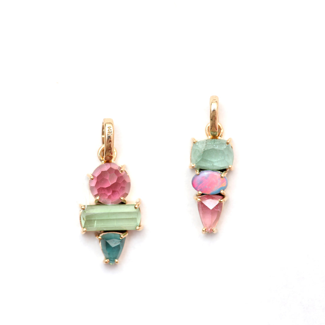 14k Rose Cut Tourmaline Pendants