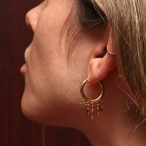 Medium 14k Star Hoop Earrings