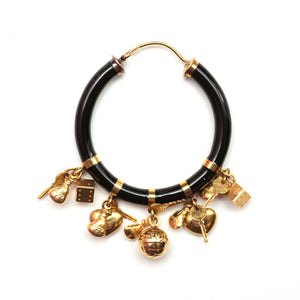 14k Enamel Hoop Charm Earrings