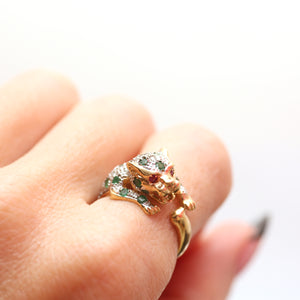 14k Emerald Leopard Ring