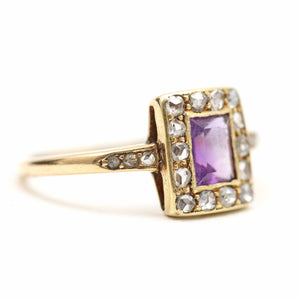 14k Rose Cut Diamond Amethyst Ring