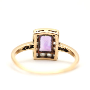 14k Rose Cut Diamond Amethyst Ring
