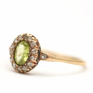 14k Rose Cut Diamond Peridot Ring