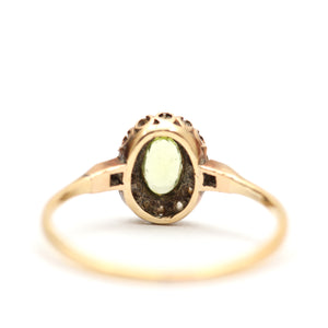 14k Rose Cut Diamond Peridot Ring
