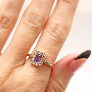 14k Rose Cut Diamond Amethyst Ring