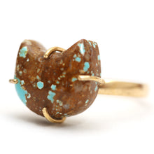 將圖片載入圖庫檢視器 14k Turquoise Kitty Ring
