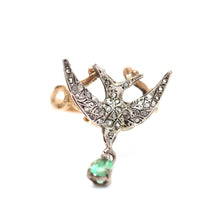 Load image into Gallery viewer, 12k Diamond Emerald Swallow Ring

