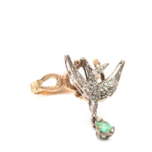 Load image into Gallery viewer, 12k Diamond Emerald Swallow Ring
