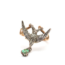 Load image into Gallery viewer, 12k Diamond Emerald Swallow Ring
