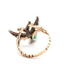 Load image into Gallery viewer, 12k Diamond Emerald Swallow Ring
