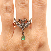 Load image into Gallery viewer, 12k Diamond Emerald Swallow Ring
