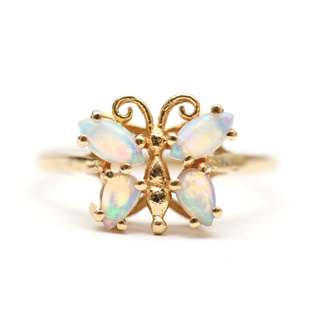 14k Opal Butterfly Ring