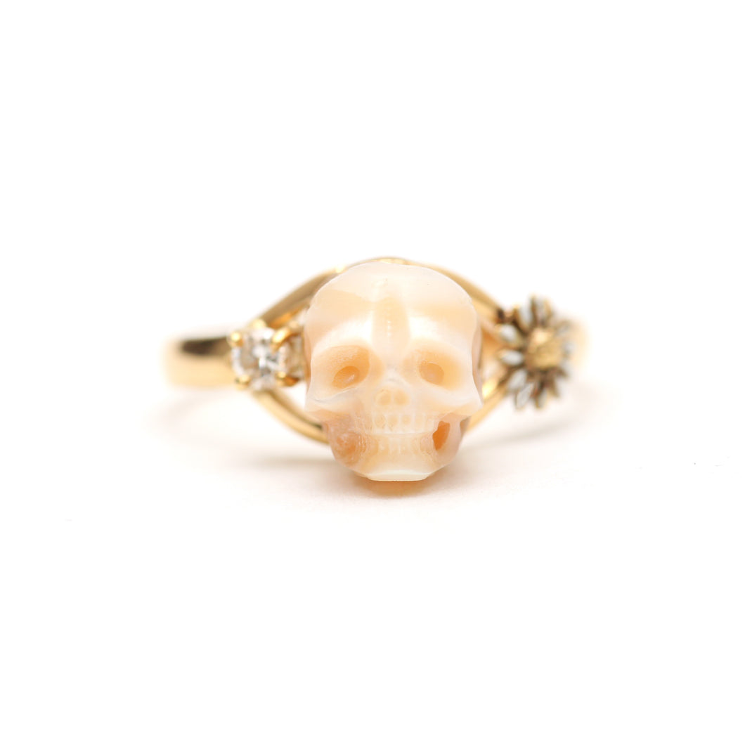 14k Diamond Skull Memento Mori Ring