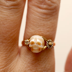 14k Diamond Skull Memento Mori Ring