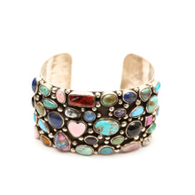 Load image into Gallery viewer, Navajo Sterling MultiStone Cluster Cuff Bracelet
